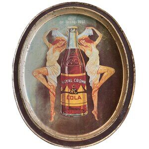 Vintage Collectible Rc Cola Metal Tray Advertisement Royal Crown Oval